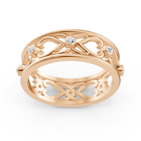 Eleganter Rotgold-Ring mit Runddiamanten im Bezel-Design