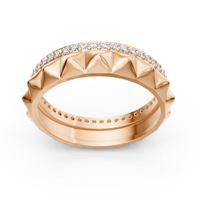 Bague élégante en or rose avec diamants ronds en forme de griffes
