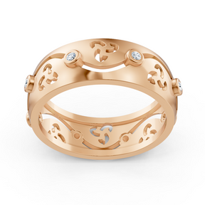 Eleganter Rotgold-Ring mit Runddiamanten im Bezel-Design