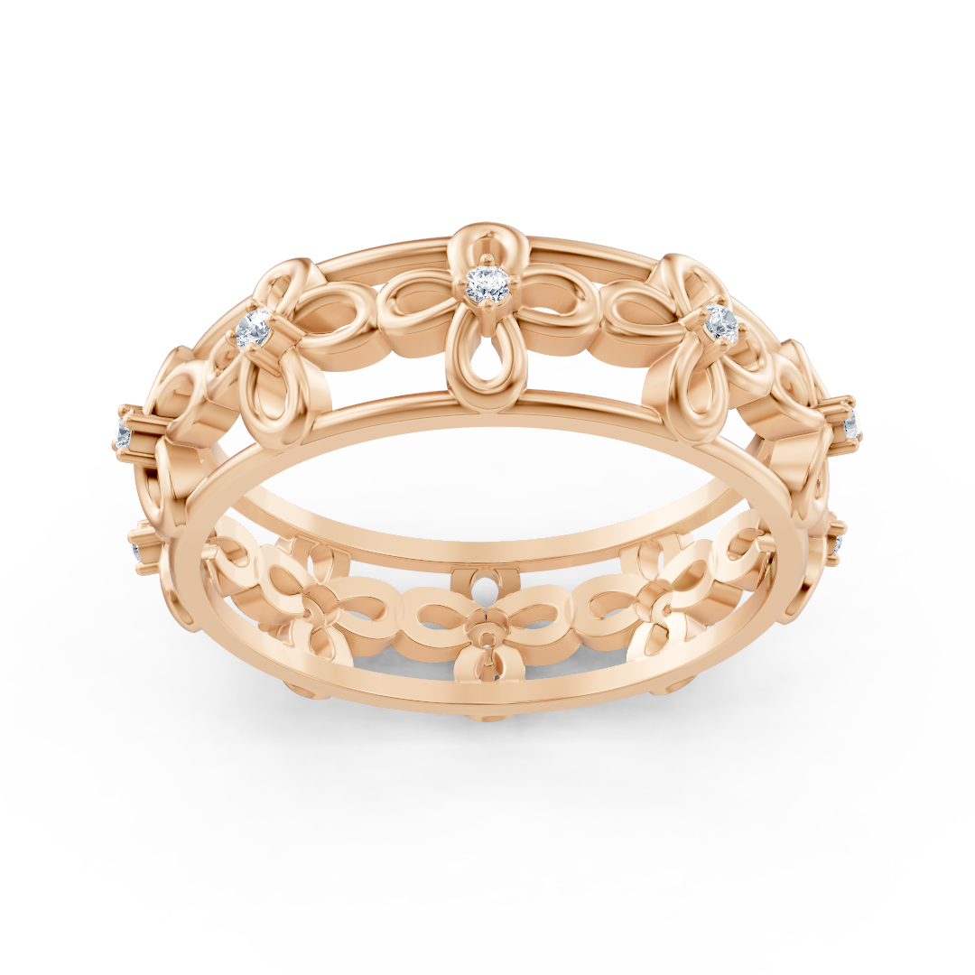 Eleganter Rosegold-Ring mit Runddiamanten im Prong-Design