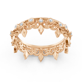 Rosegold-Ring mit Runddiamanten im Prong- und Bezel-Design