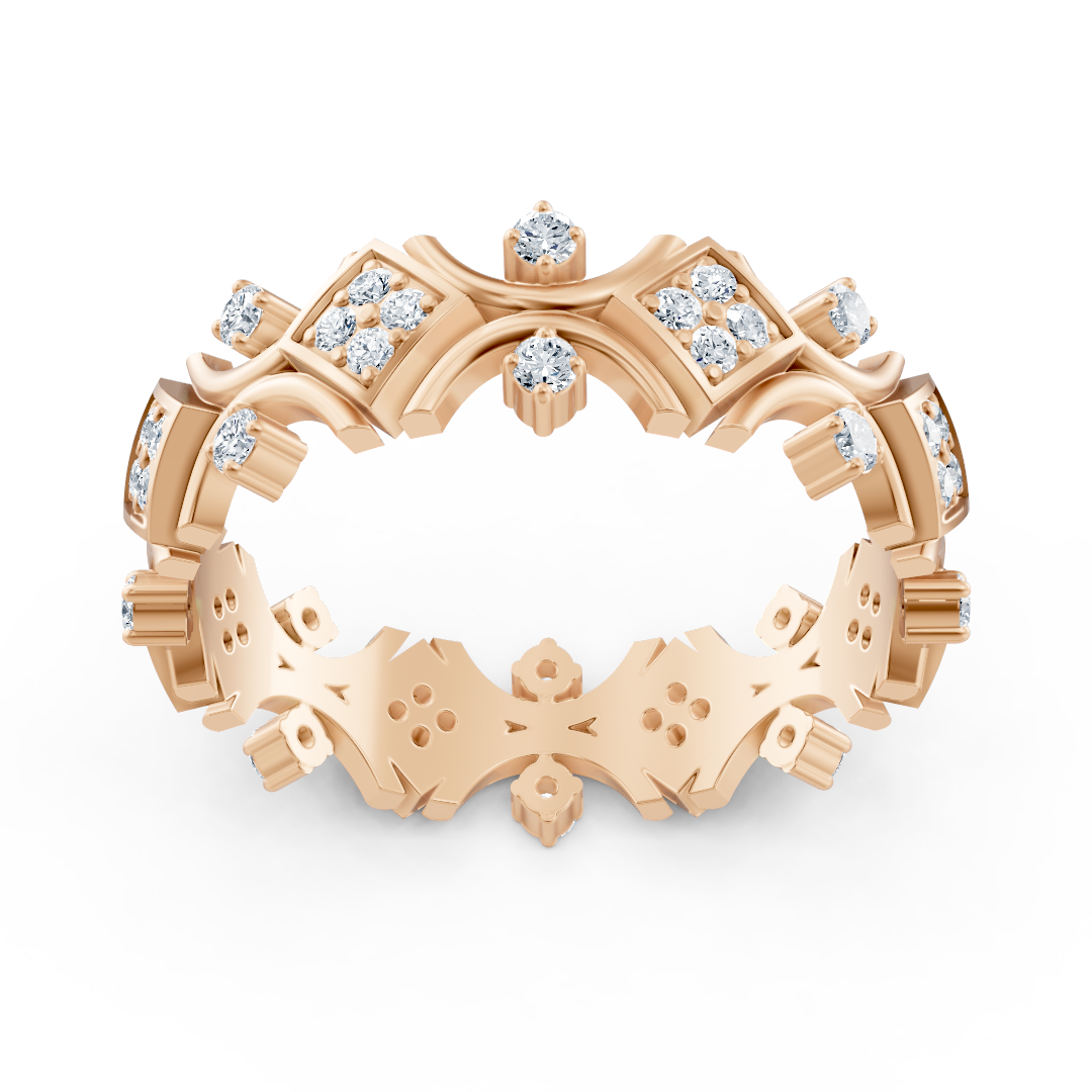Rose gold ring with round diamonds