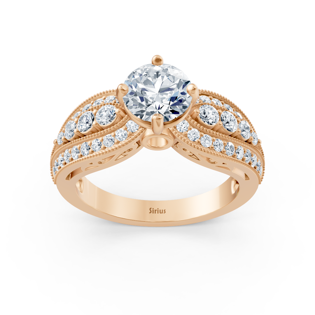 Extravaganter Weisstopas Diamant Verlobungsring aus 14 Karat Roségold