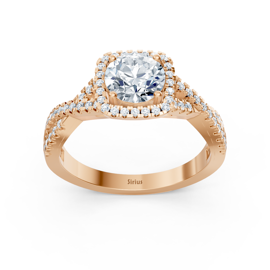 Birgie Passion Halo Diamond Engagement Ring Rose Gold