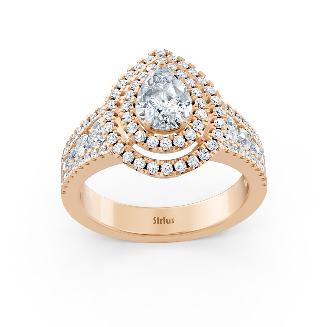 Birgie Halo Diamond &amp; Sapphire Engagement Ring Rose Gold
