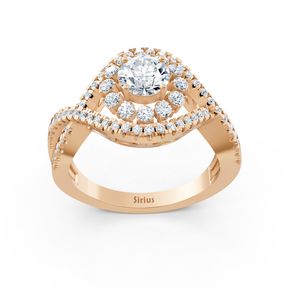 Roségold Diamant Halo Verlobungsring