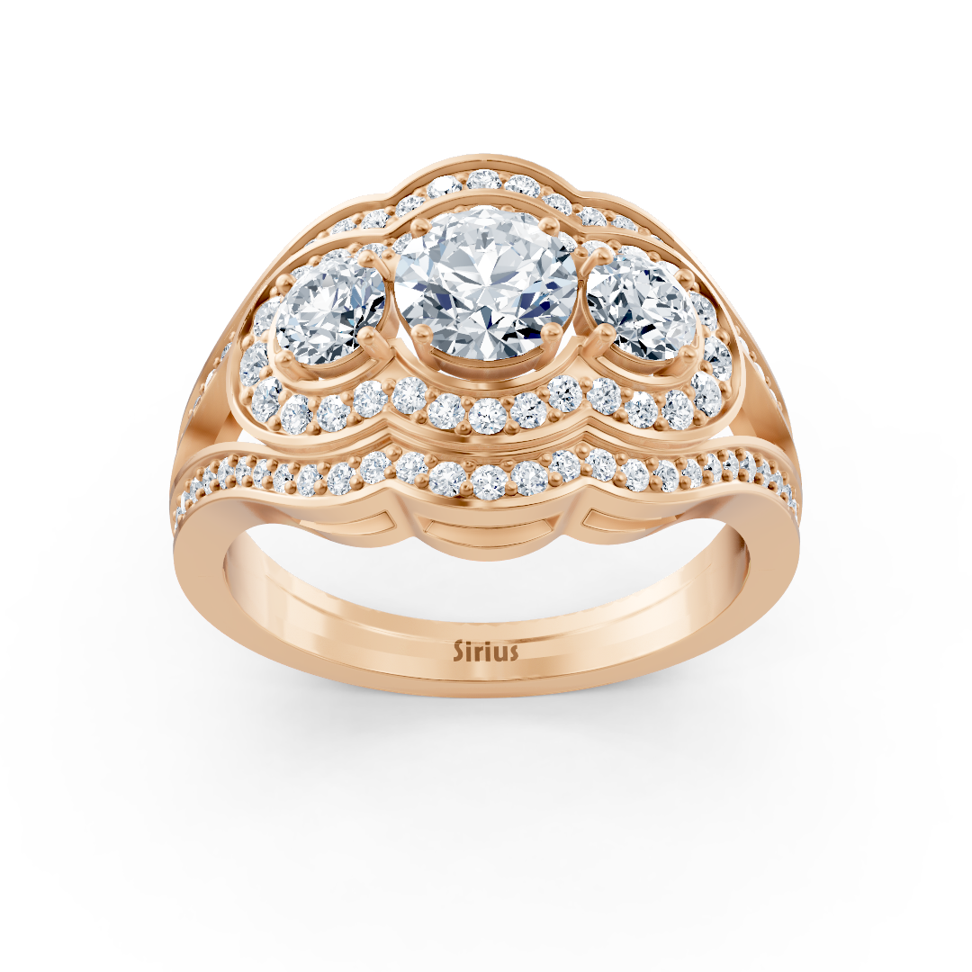Diamond vintage engagement ring in rose gold
