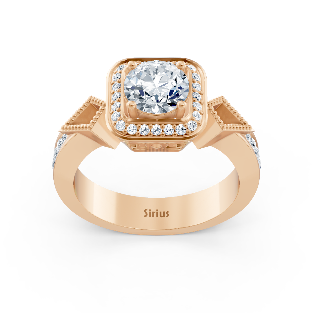 Diamant Seitenstein Halo Verlobungsring aus Roségold