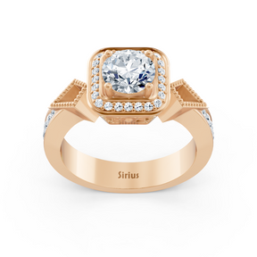 Diamant Seitenstein Halo Verlobungsring aus Roségold