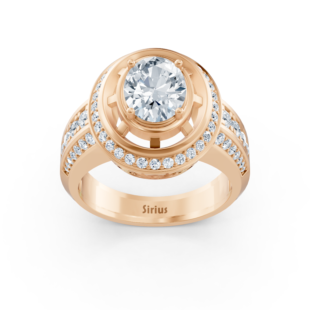 Rose gold halo engagement ring with diamonds &amp; tourmaline