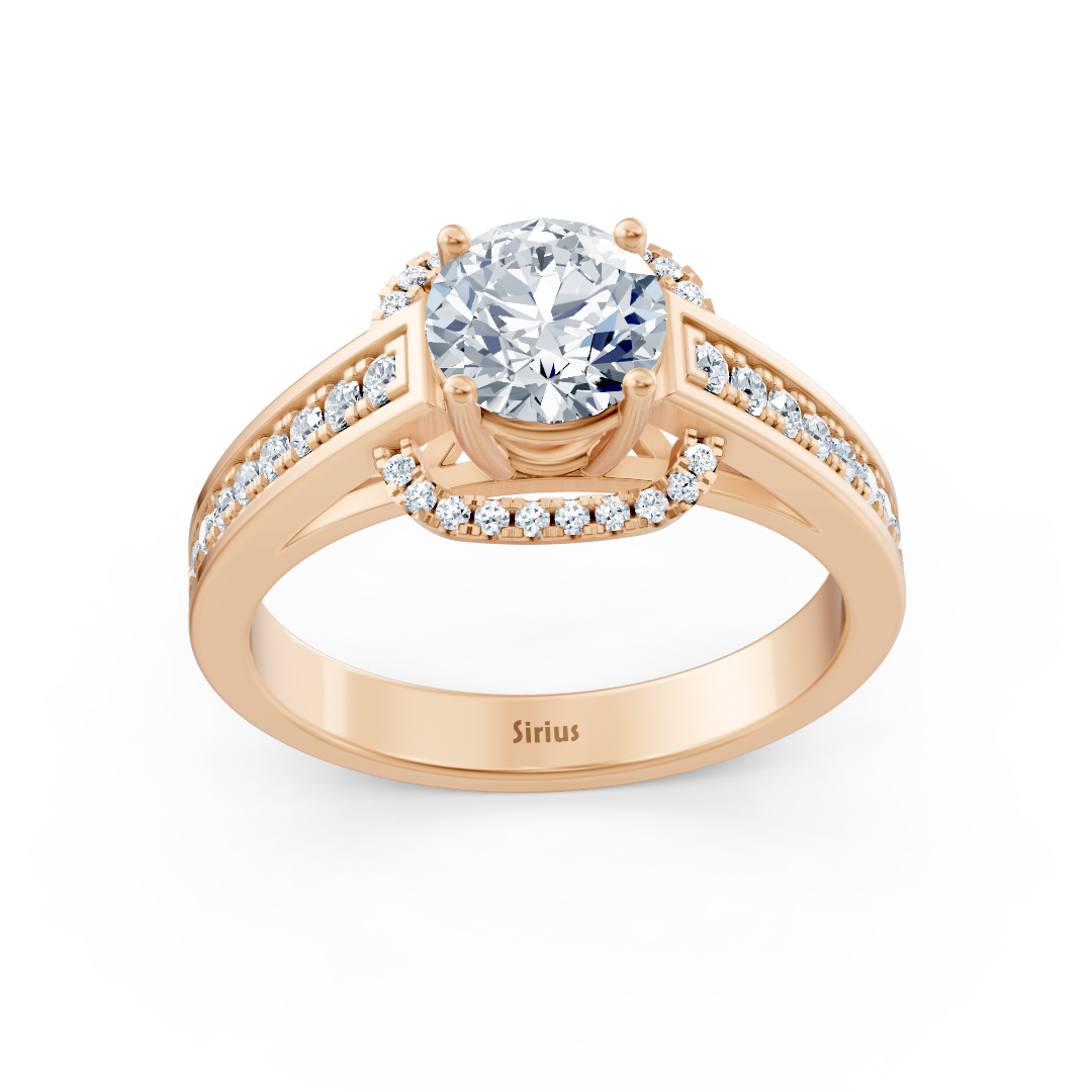 Eleganter Roségold Seitenstein Weisstopas Diamantring