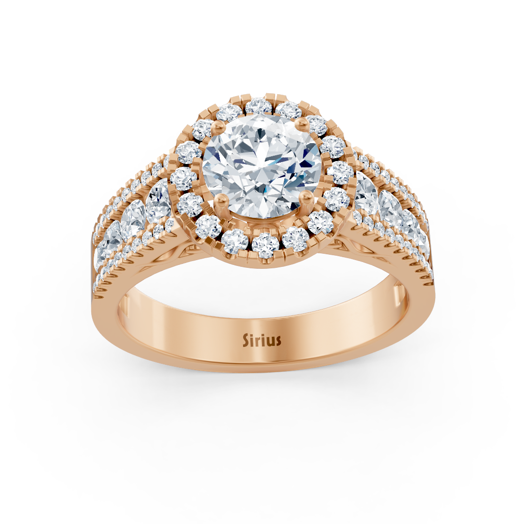 Halo diamond ring rose gold
