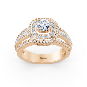 Double Halo Diamond Ring Rose Gold