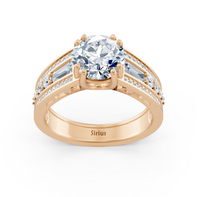 Diamantring Roségold mit Baguetteschliff