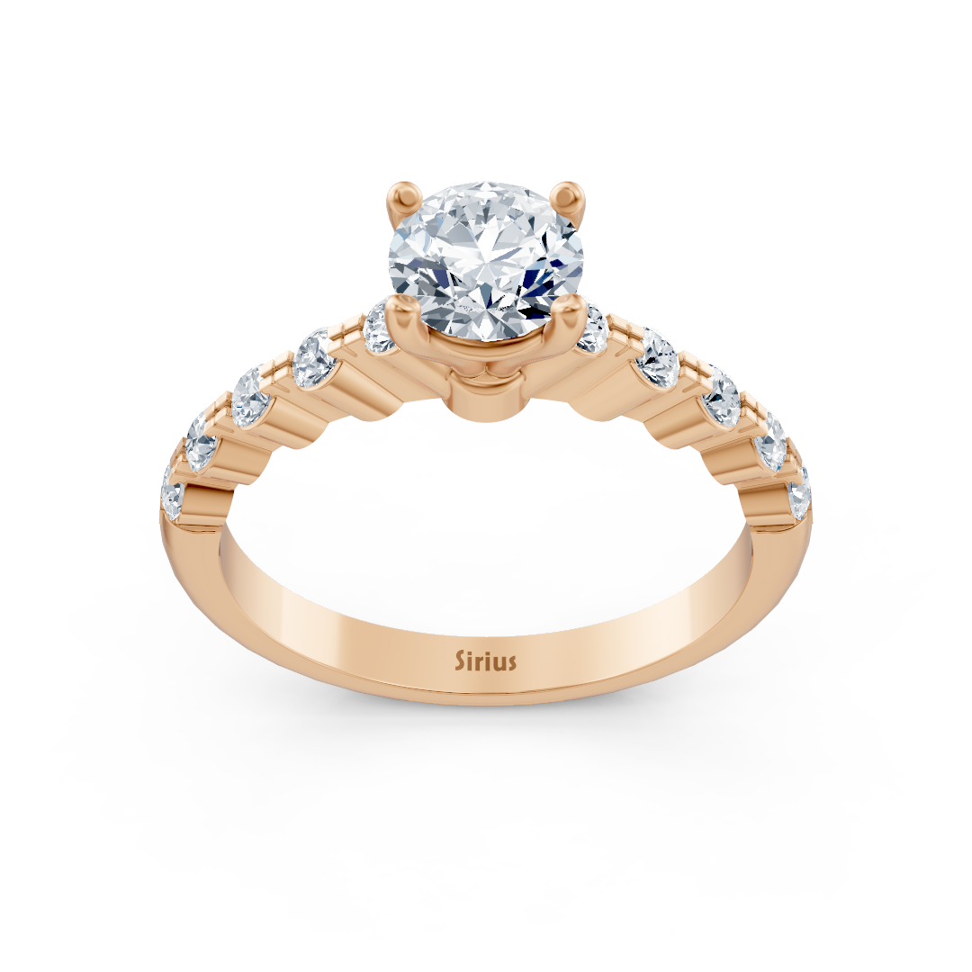 Half Eternity &amp; Solitaire Diamond Ring Rose Gold