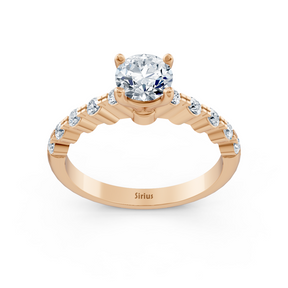 Half Eternity &amp; Solitaire Diamond Ring Rose Gold