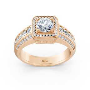 Bague en or rose 14 carats avec diamant taille princesse de 1,41 carat