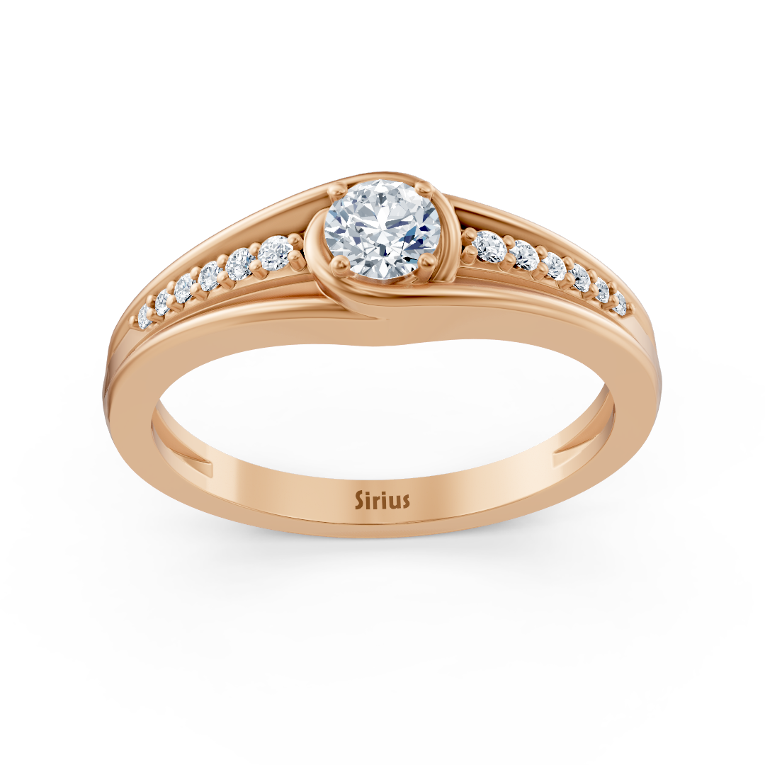 Bague en or rose avec diamants latéraux de 0,30 carat