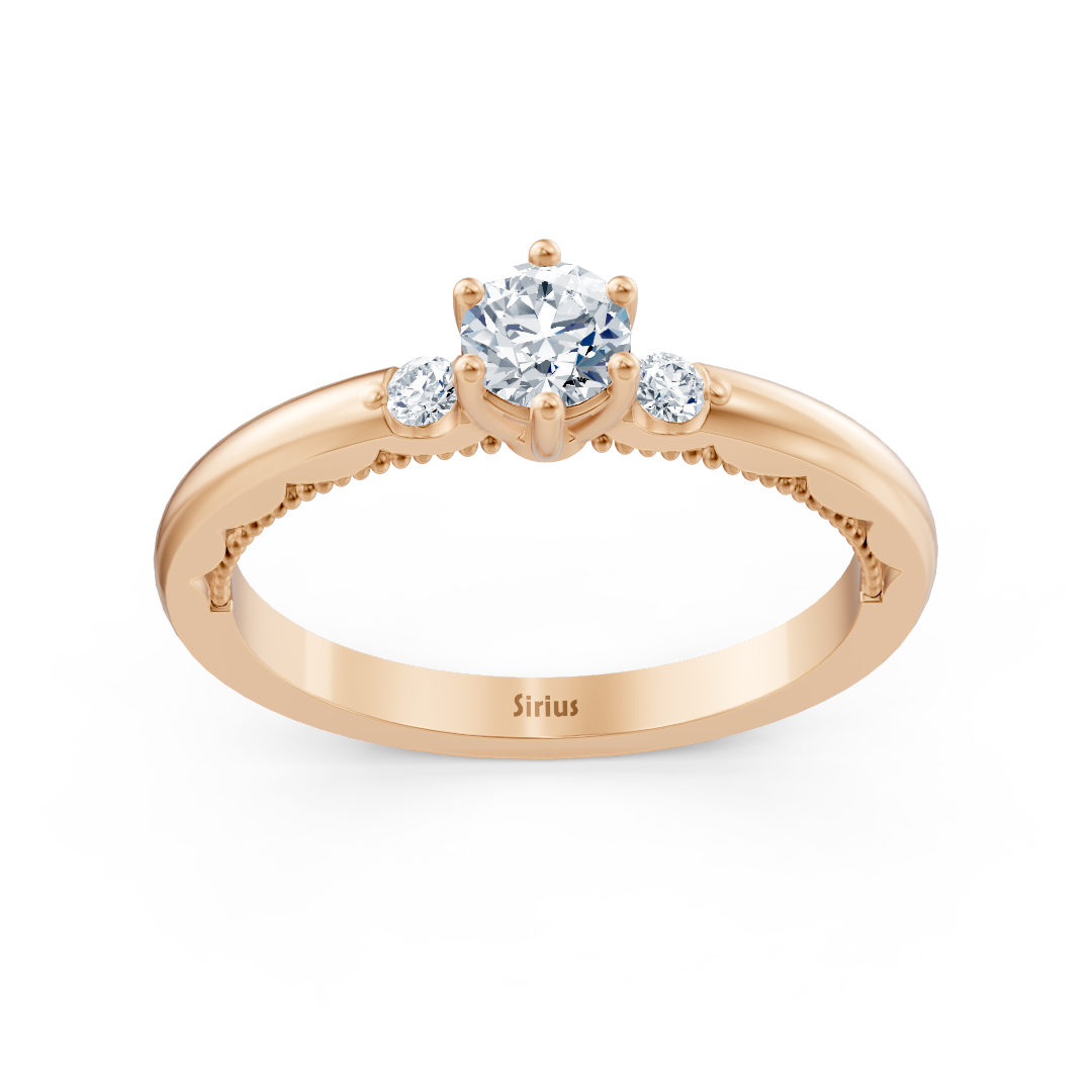 Bague en or rose avec diamant solitaire de 0,25 carat
