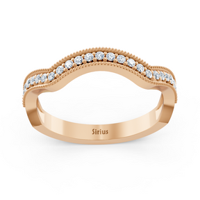 Alliance courbée en or rose avec diamant de 0,19 carat