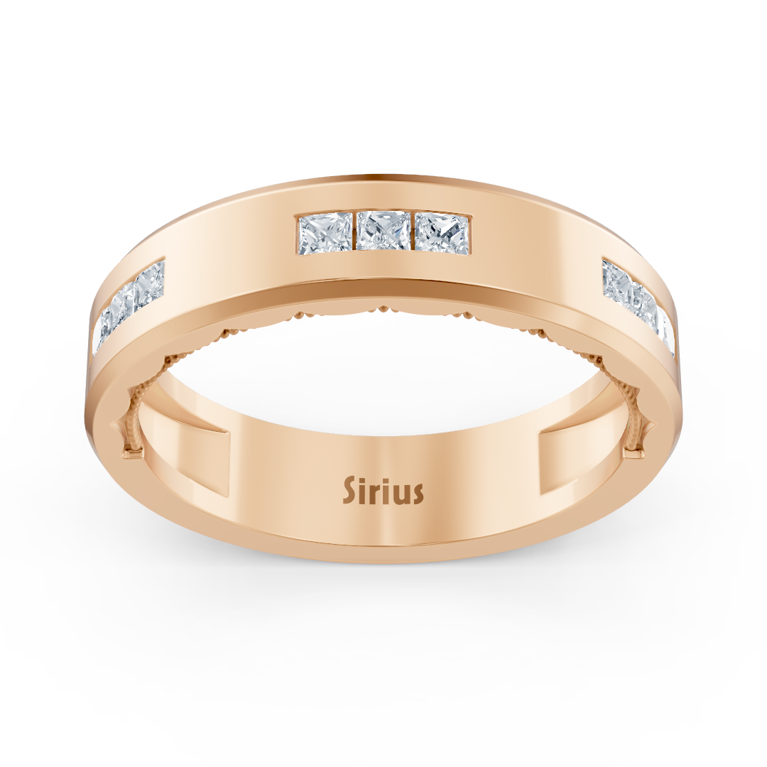 Bague en or rose avec diamant taille princesse de 0,27 carat
