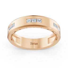 Bague en or rose avec diamant taille princesse de 0,27 carat