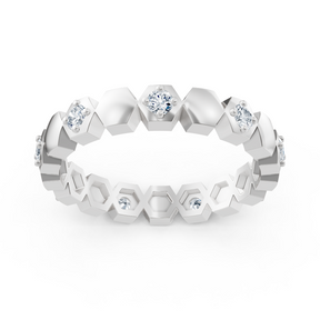 Birgie Diamantring Weissgold 14K-hexagon Design