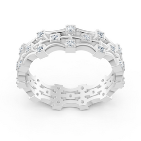 Bague moderne en or blanc 14 carats avec diamants - bague femme filigrane pour tous les jours