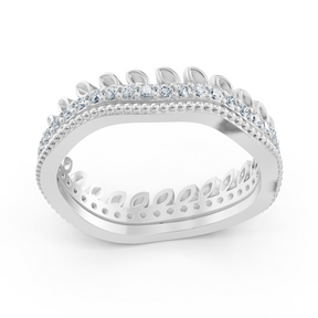 Bague couronne de diamants en or blanc 14 carats - bague pour femme en filigrane avec diamants