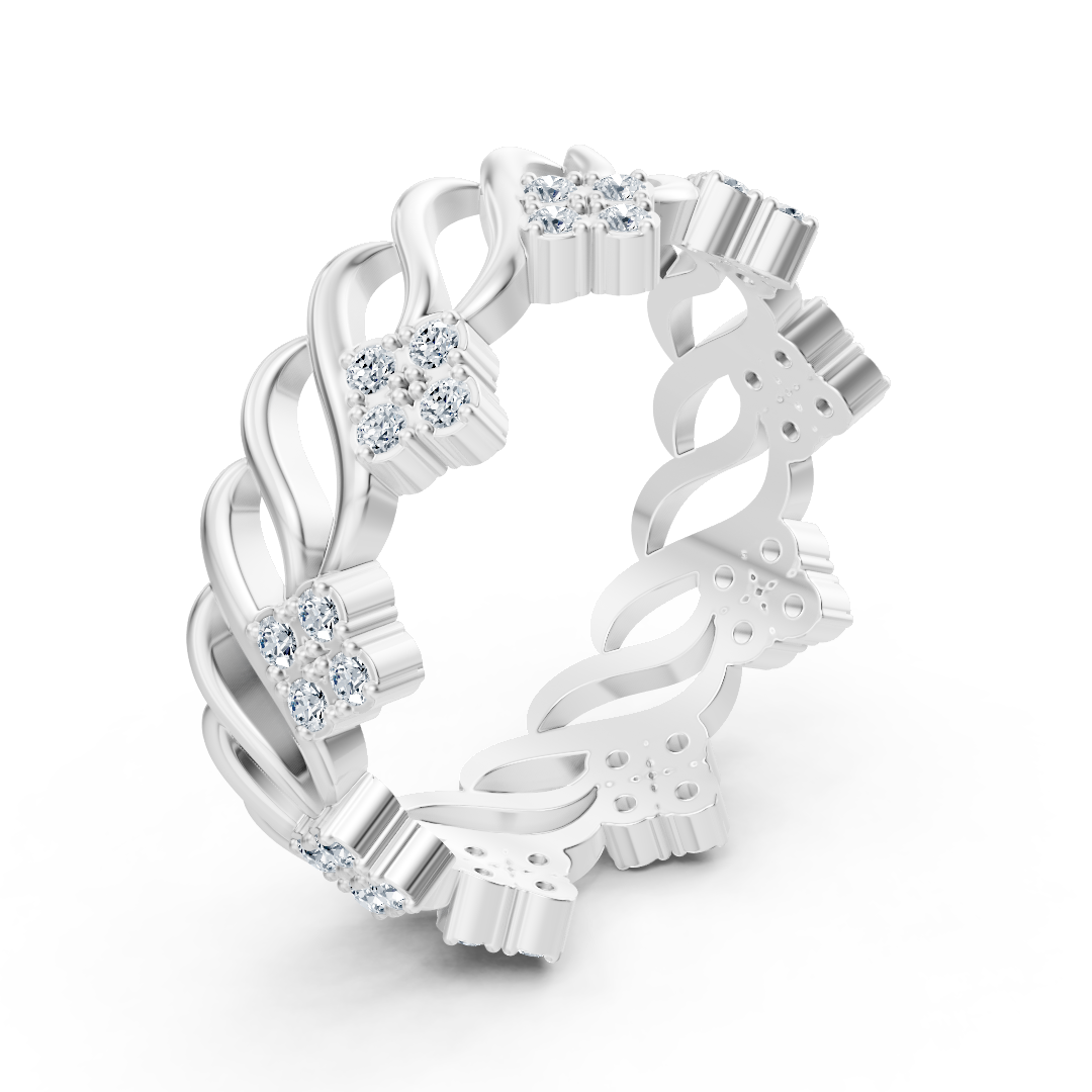 Bague en or blanc 14 carats avec diamants « Fleur de glace »