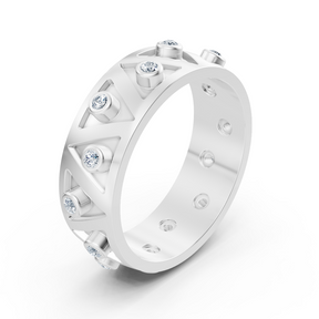 Bague Birgie en or blanc 14 carats avec diamants en zigzag - Modern Swing