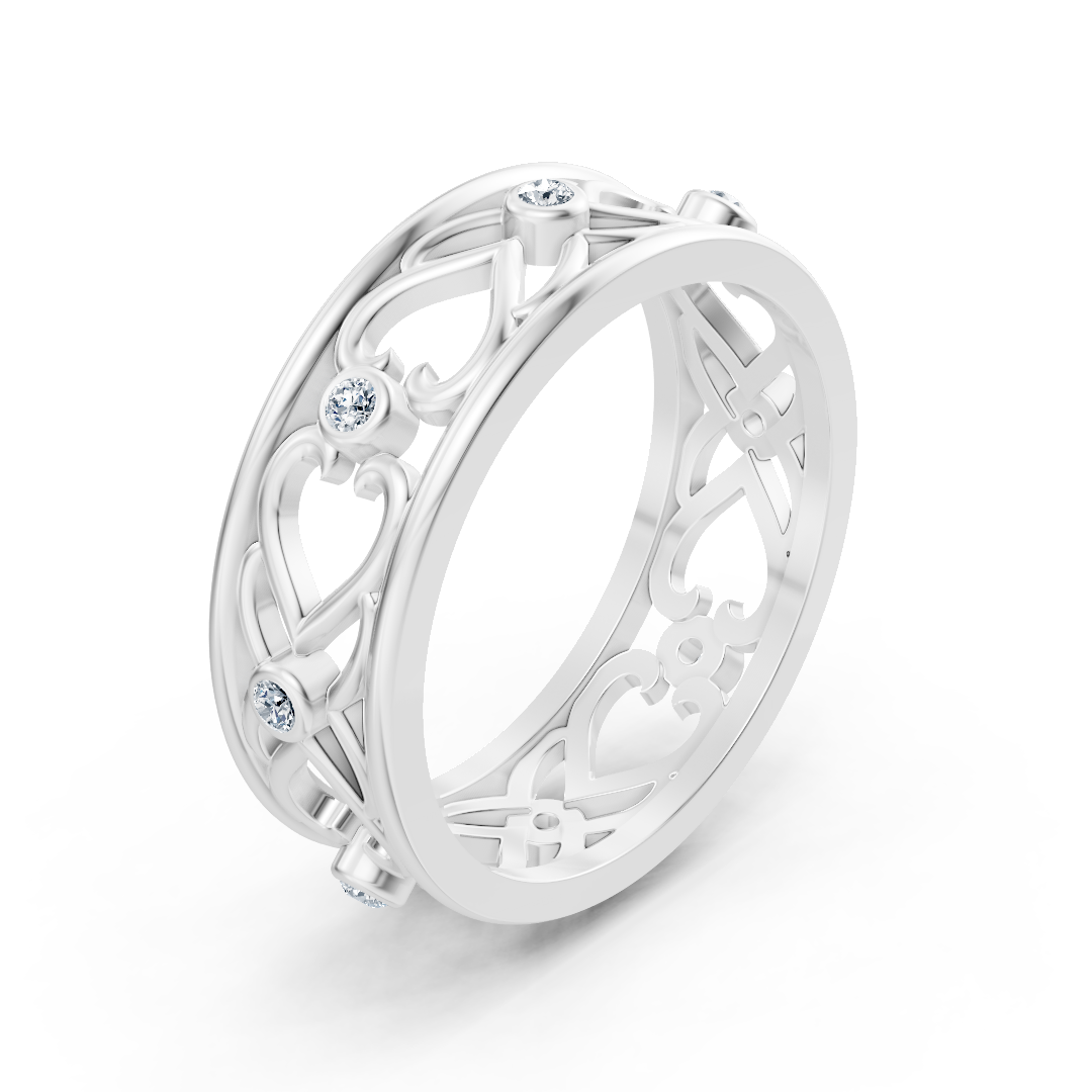 « Élégante bague en or blanc avec diamants ronds en forme de lunette »