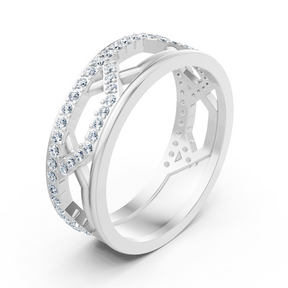 Bague en or blanc avec diamants ronds en forme de griffes