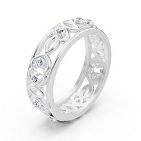 Bague moderne en or blanc avec diamants ronds en forme de lunette