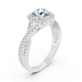 Bague de fiançailles Birgie Passion Halo en or blanc avec diamants