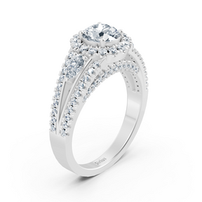white gold diamond &amp; emerald engagement ring