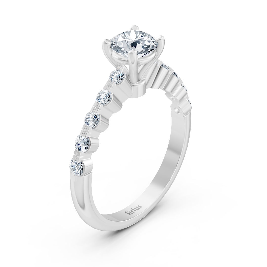 Bague solitaire classique en or blanc avec diamant