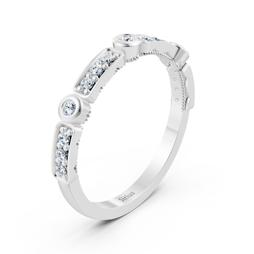 Bague Mémoire en or blanc avec diamants
