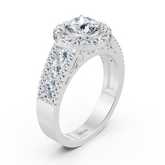 Bague halo diamant or blanc