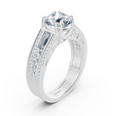 Bague en or blanc avec diamant taille baguette