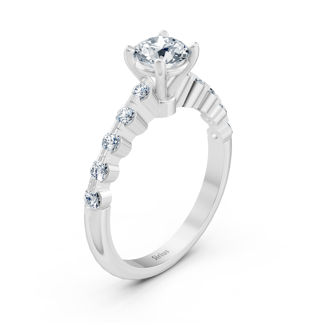 Bague Demi-Éternité et Solitaire Diamant Or Blanc