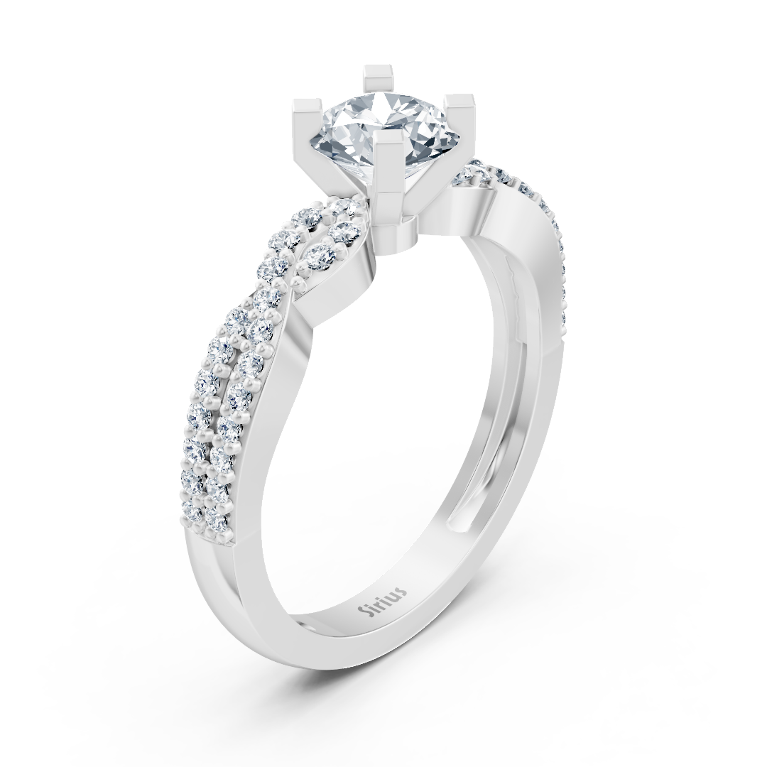 Bague Twist Eternity et Solitaire en or blanc avec diamant