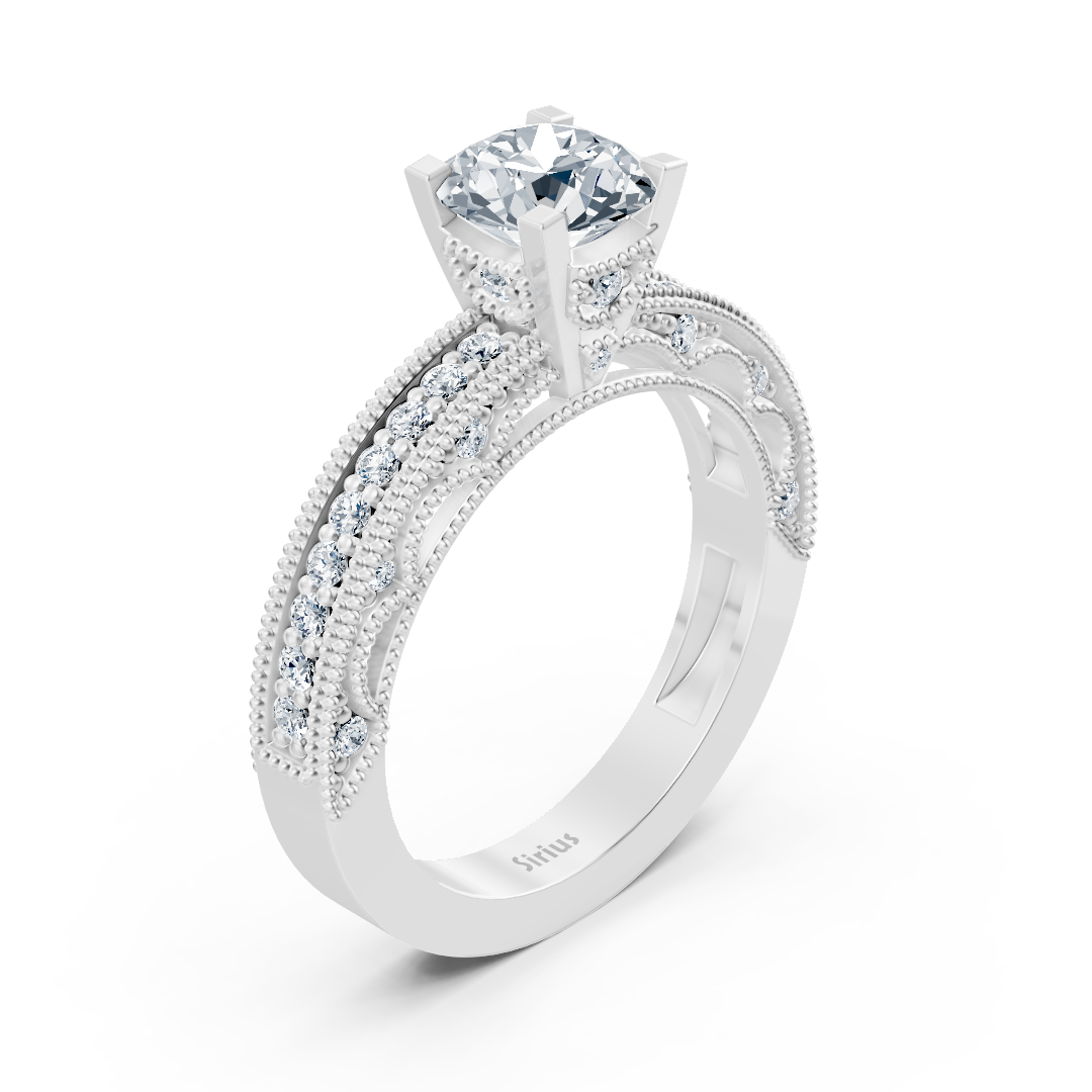 Bague en or blanc 14 carats avec diamant taille ronde