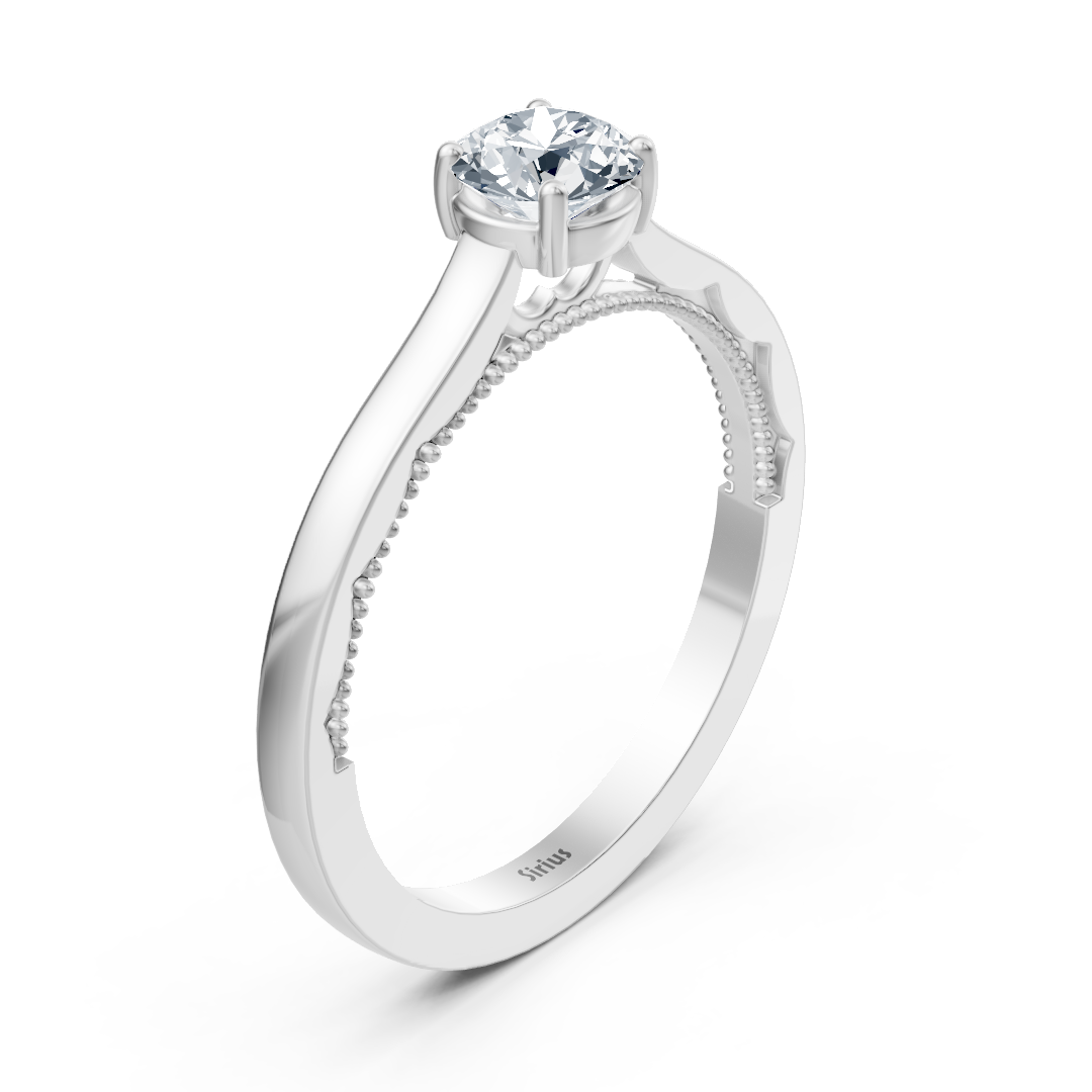 Birgie Sirius white gold solitaire round cut diamond ring