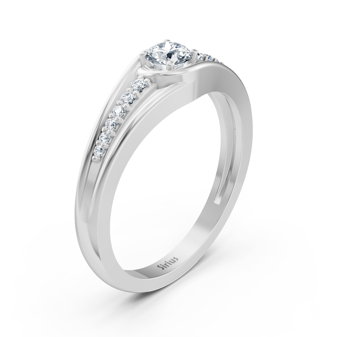 Bague en or blanc avec diamants latéraux de 0,30 carat