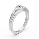 Bague en or blanc avec diamants latéraux de 0,30 carat
