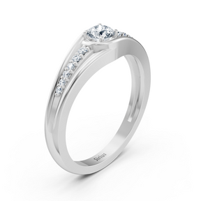 Bague en or blanc avec diamants latéraux de 0,30 carat
