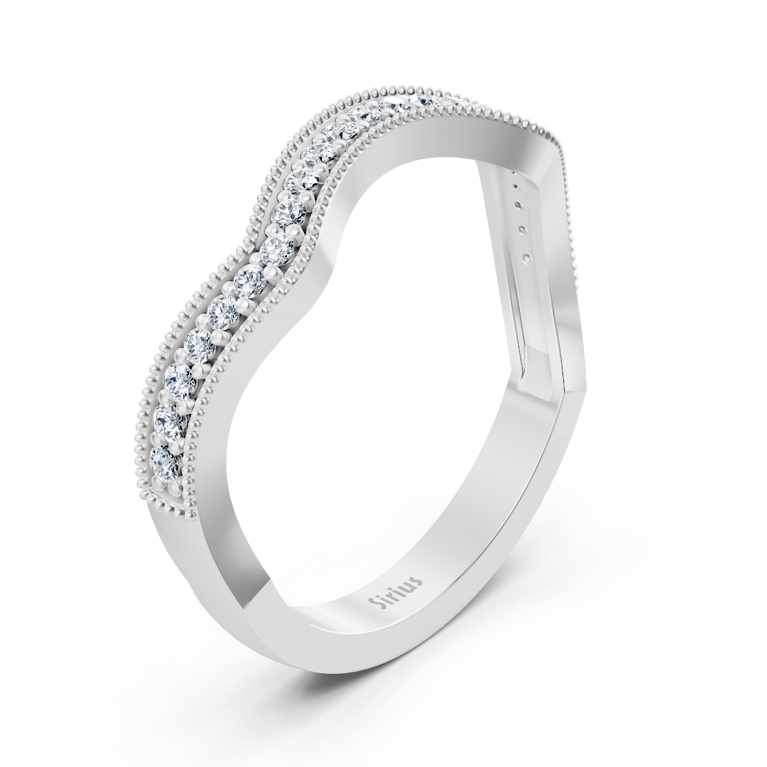 0.19 carat diamond curved wedding ring in white gold