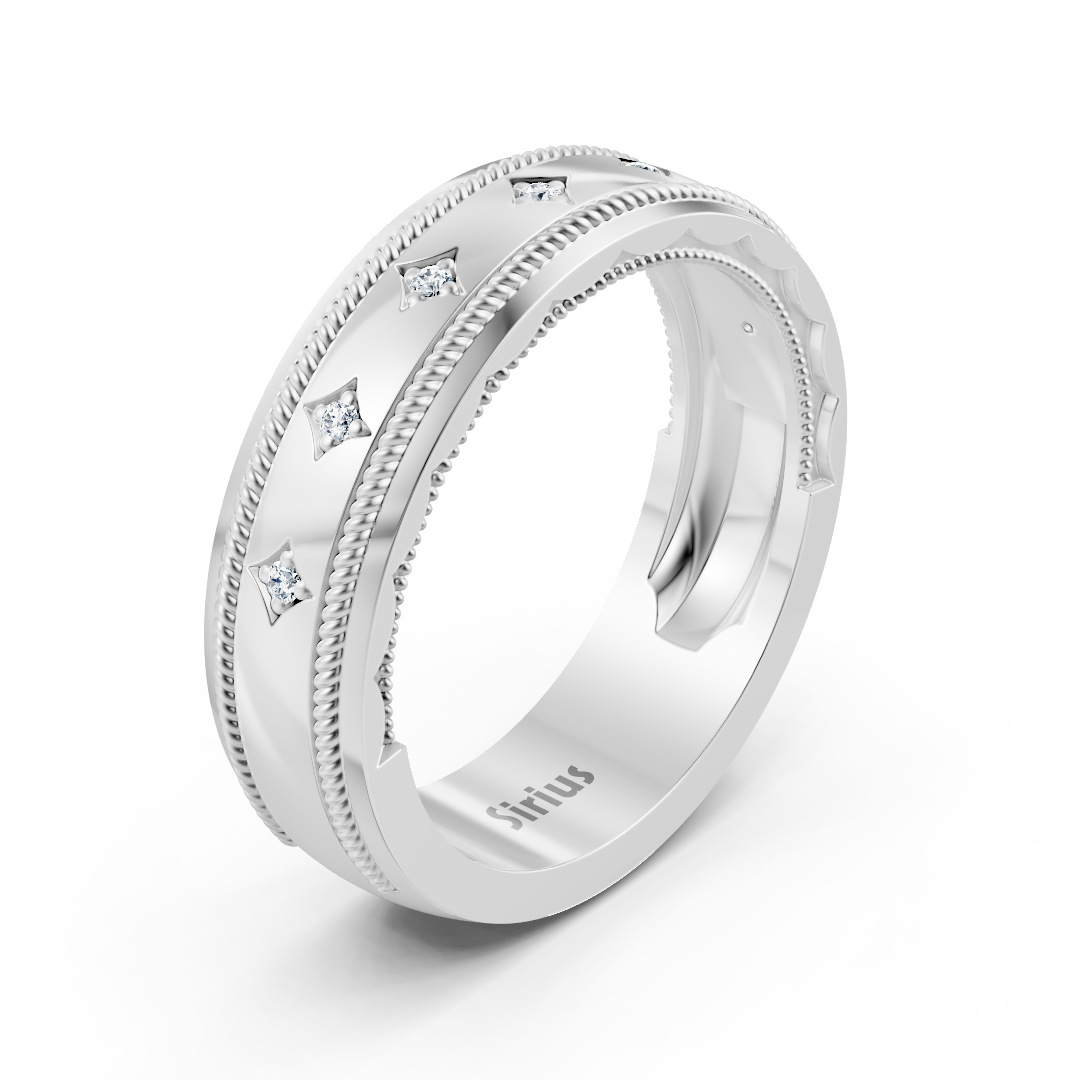 0.05 carat diamond men's wedding ring in white gold