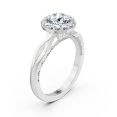 1.00 Carat Halo Solitaire Diamond Engagement Ring in White Gold